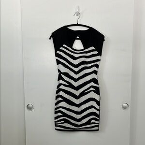 Stylish Black and White Zebra Print Bodycon Dress